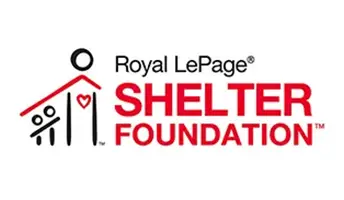 A red and white logo for the royal lepage shelter foundation.