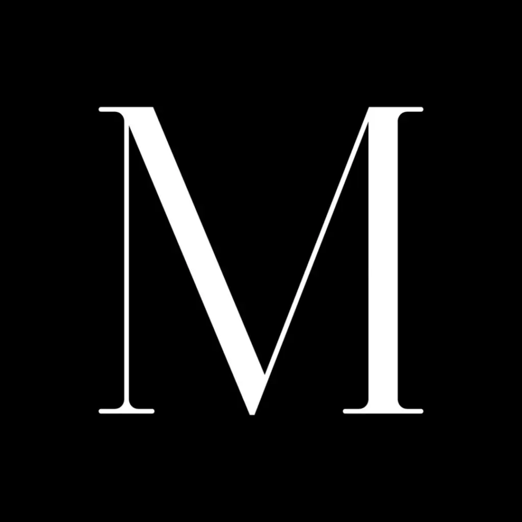 A black and white image of the letter m.